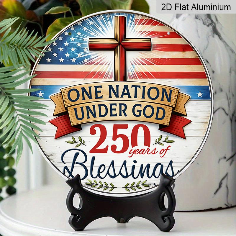2D Flat 1pc Aluminum Independence Day-Themed Wall Decor 7.87 Inches X 7.87 Inches Commemorating the 250th Anniversary Memorial Day Patriotic Decor