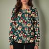 Women's Casual Long-sleeved Single-breasted Christmas Printed Protective Clothing Cardigan Top