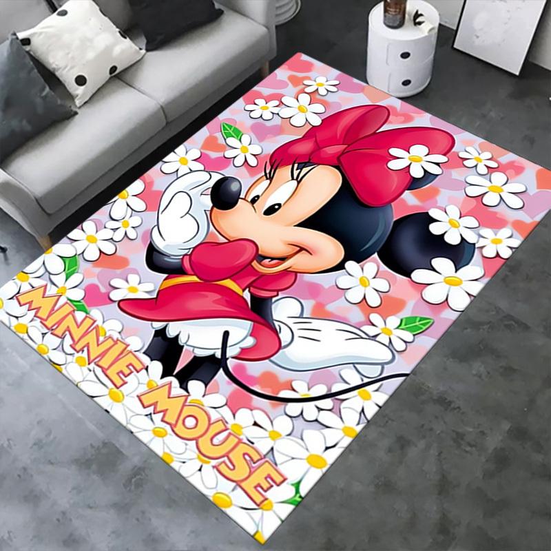 1pcOffice Carpet, Desk Mat, Gift for Home Decor, Minnie Mouse Theme Rug, Cute Cartoon Flooring, Room Decoration, Soft Non-Slip Mats