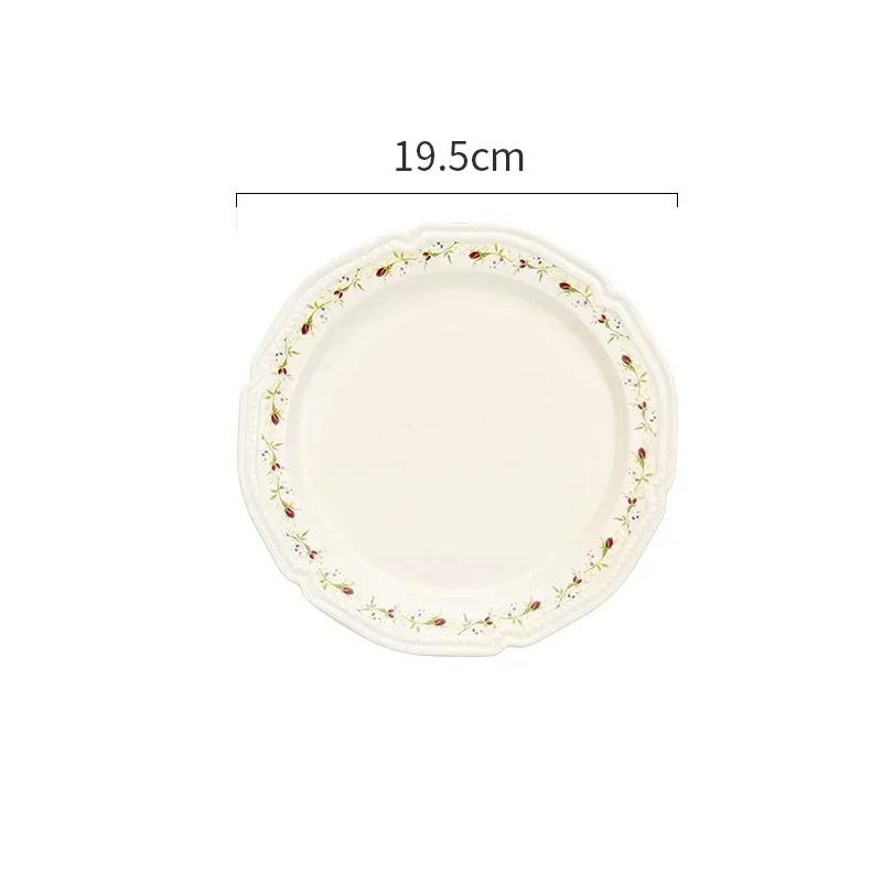French Style Rose Ceramic Plates Light Luxury Restaurant Dessert Salad Bowls Delicious Dishes Dining Plate Exquisite Tableware