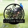 Peacock Metal Wall Sign Black Iron Surname Decor Home Patio Silhouette