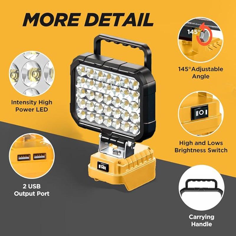 5-inch Outdoor Work Light - 20V Lithium Battery Camping Light Compatible with DeWalt Repair Tools