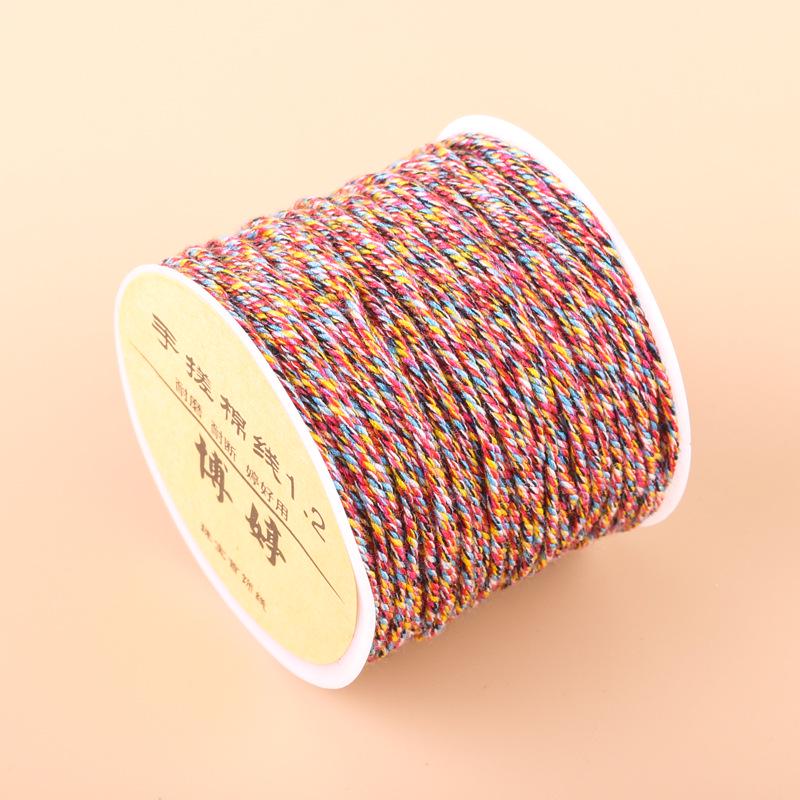 20m Multicolor Tie-Dyed Cotton Thread for DIY Moon Bodhi Bracelet