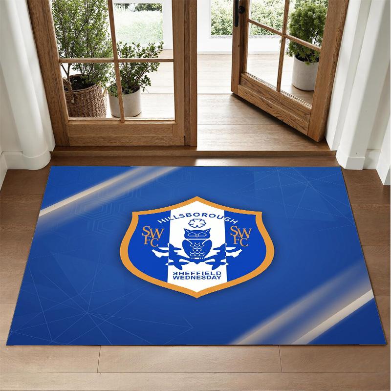 Sheffield Wednesday Design Crystal Velvet Rug Soft Decorative Mat for Bedroom Entrance