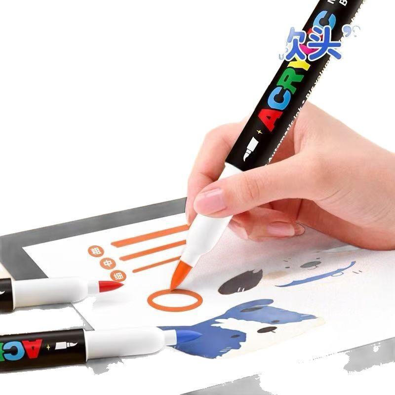 Direct Liquid Acrylic Marker Soft Head Student Watercolor Pen Opaque Stackable Color Brush Washable