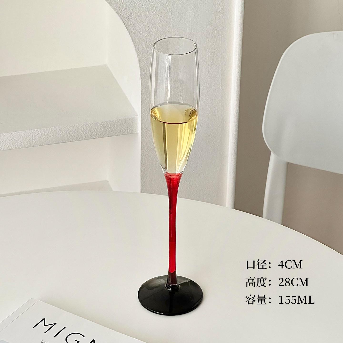 

155ml Nordic Red Pole Champagne Glasses Goblet Creative Of Tall Glasses For Wine Dessert Wine And Sparkling Wine 155ml