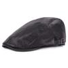 New Men Women Berets Faux Leather British Vintage Flat Cap Male Solid Black Red Navy Brown Newsboy Caps Adjustable Driver Hats