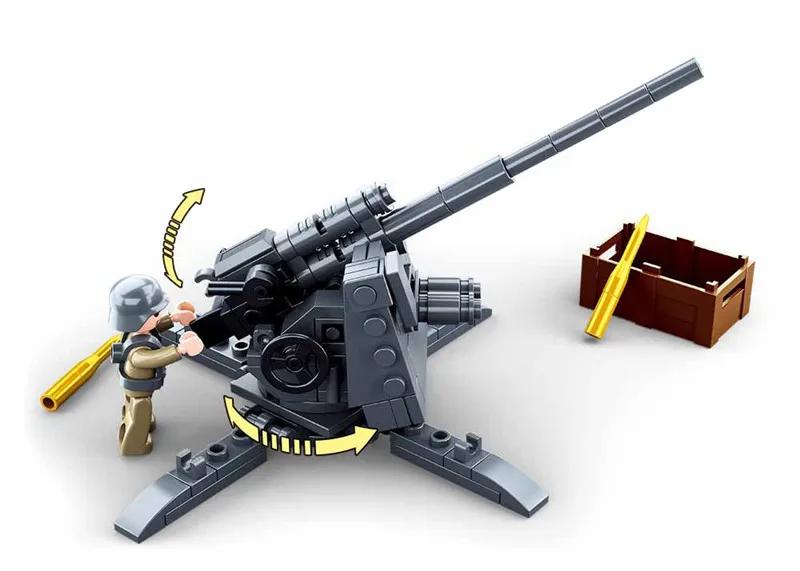 Non-Toxic 115Pcs Ww2 Military Weapon Building Blocks 88Mm Flak Anti-Tank Model Bricks Set With Figures Educational Diy Toys For Kids Children