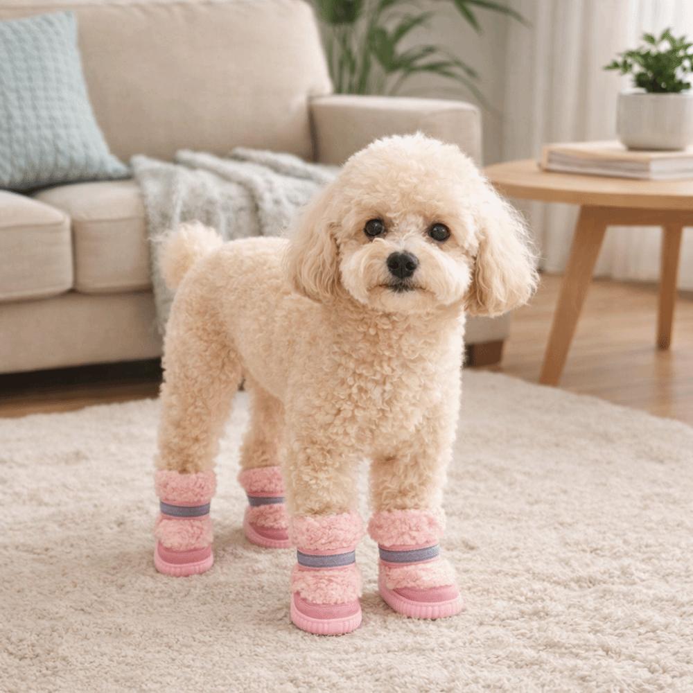 4 pcs/set Wear-Resistant Anti-Slip Dog Shoes Anti-Scratch Winter Dog Boots Dog Snow Boots  Hiking