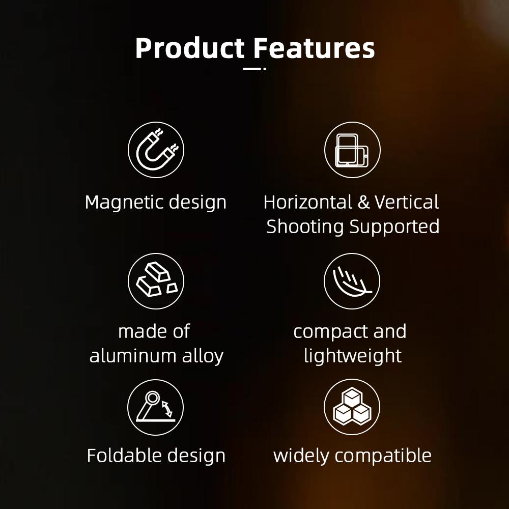 FLYMILE Magnetic Foldable Stand Phone Back Aluminum Alloy Horizontal/Vertical Support Bracket