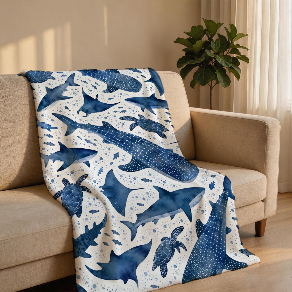 BlueOceanMarine Throw Short Plush Throw Blanket Soft Skin-Friendly Multi-Scene Home Office