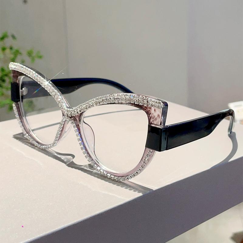 Multi Color Decor Frame Chic Crystal Design Ladies Glasses Non-prescription Striped Po Trends Eyewear for Women's