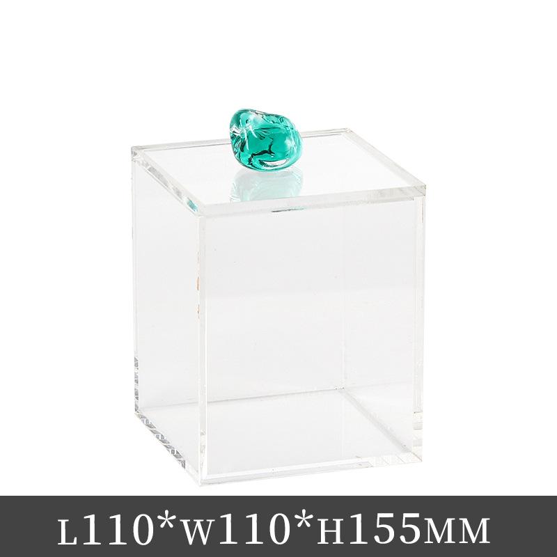 Clear Acrylic Storage Box Agate Crystal Dustproof Storage Box Transparent Display Jewelry Tank Room Decoration Accessories