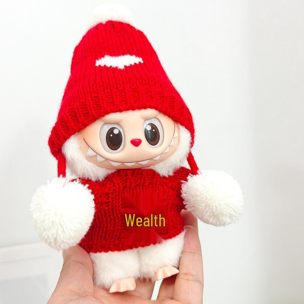 

Подвеска Лабубу: Наряд для младенца первого и второго поколения - Красная новогодняя накидка в старинном стиле For First and Second Generation Labubu Pendant