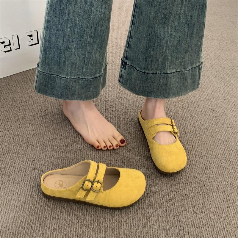 Boken Shoes, Half Flip Flops with Toe Caps, Women's, Outerwear, 2025 New Style, Summer Bestseller, Cool Slippers, Lazy Foot Kick, Single Shoe