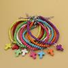 Bohemia Women Anklet Natural Red White Blue Howlite Stone Cross Foot Chain Adjustable Summer Beach Surfing Casual Accessories