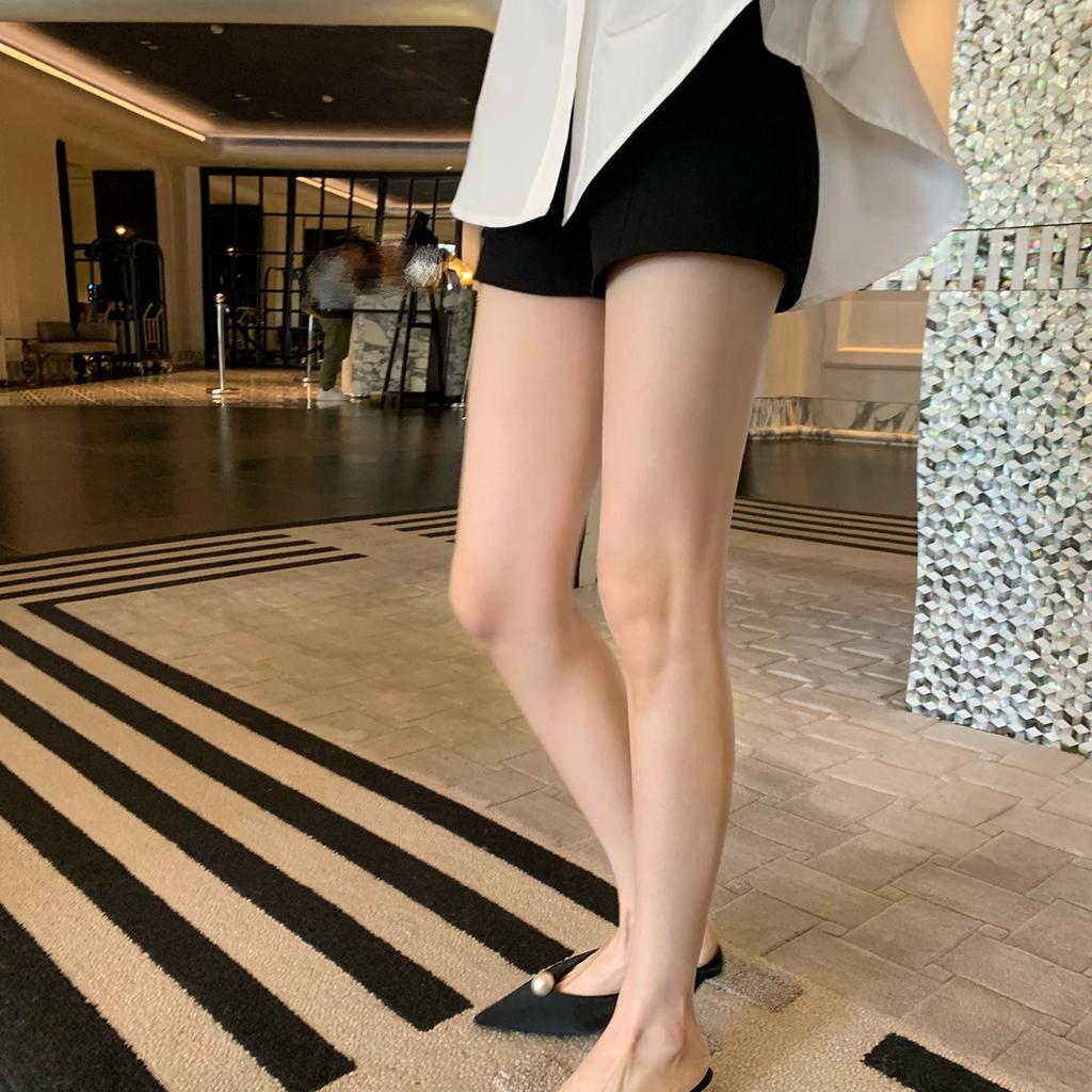 Schaffell-Traubenmutter, derselbe spitze Kopf, exquisite Perlsatin-Slipper, Damen-Sommerbekleidung, lässige Muller-Tasche Kopf halbe Schleppe