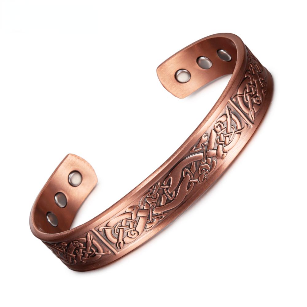 

Ikuinen Viking браслет из чистой меди, мужские регулируемые манжеты, энергетический магнитный браслет, браслет, браслет для здоровья, мужские браслеты с узлом