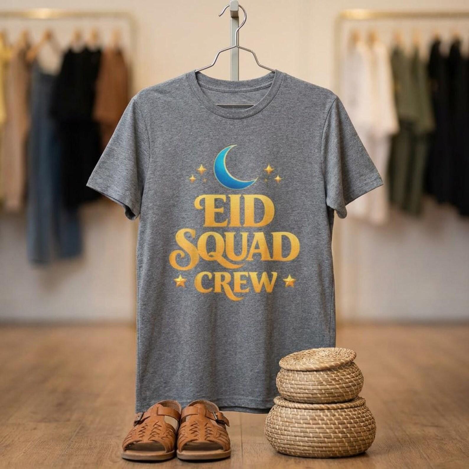 Eid Squad Crew Crescent Moon Muslim Eid Mubarak T-Shirt; Matching Family Islamic Holiday Tee; Festive Eid Al Fitr Shirt 3XL