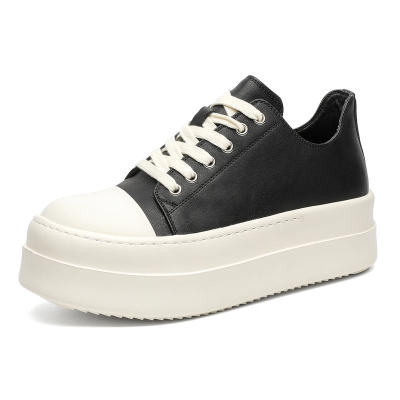 Fashion Street Style Casual Leather Men Shoes Youth Teenage Thick Bottom Shoes New Design Leisure Walk Male Sneakers Vulcanize Footwear