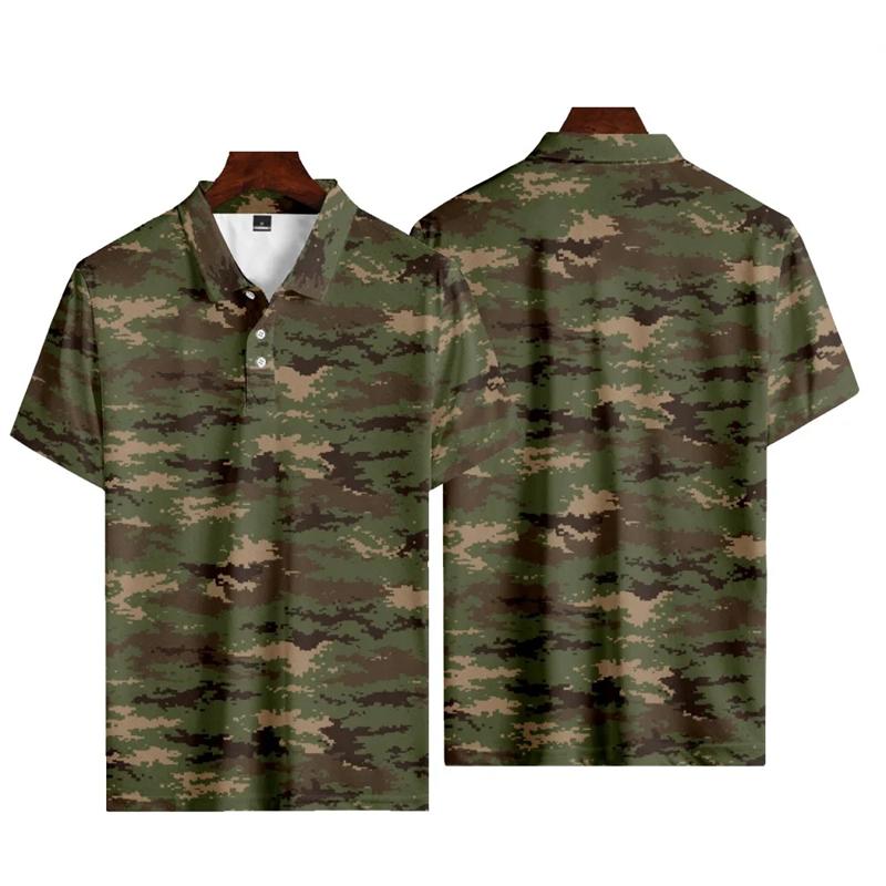 Casual Camo 3D Printed Polo Shirts For Men Clothes Veteran Streetwear Sport Running POLO Shirt Male Camouflage Lapel Button Tops