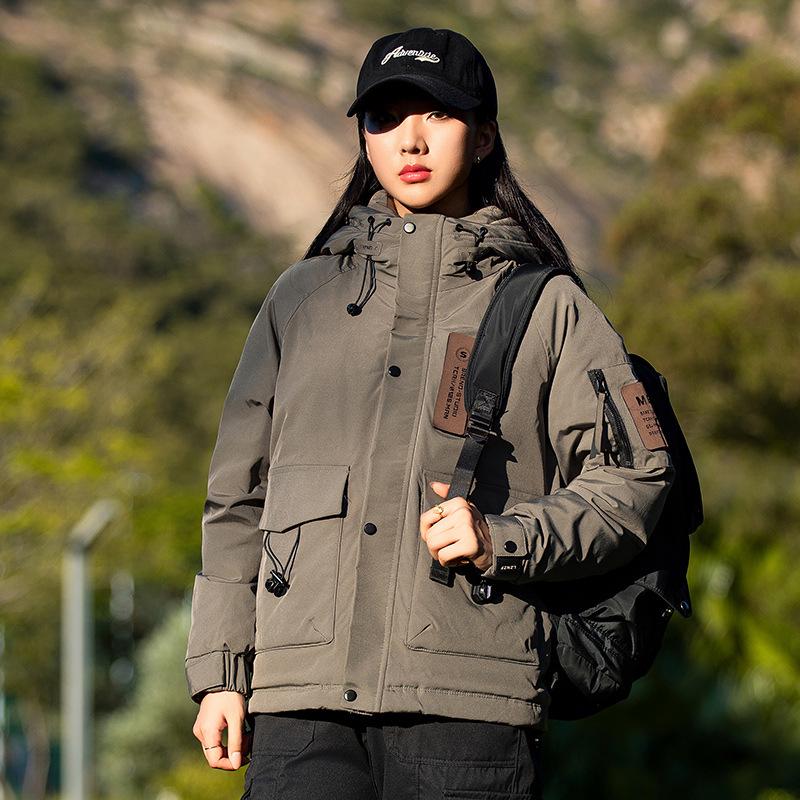 Men's American-Style Thickened Duck Down Hooded Winter Jacket - Trendy, Warm, Ski Outerwear for Couples