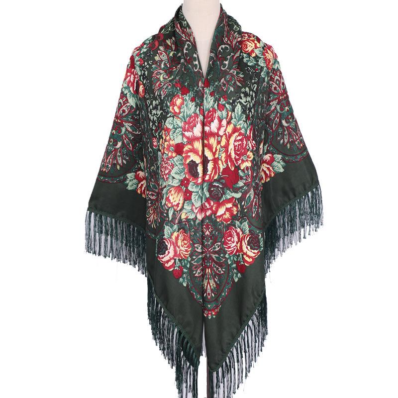 Women's Plus Size Retro Print Shawl Scarf - Large Square Evening Dress Wrap