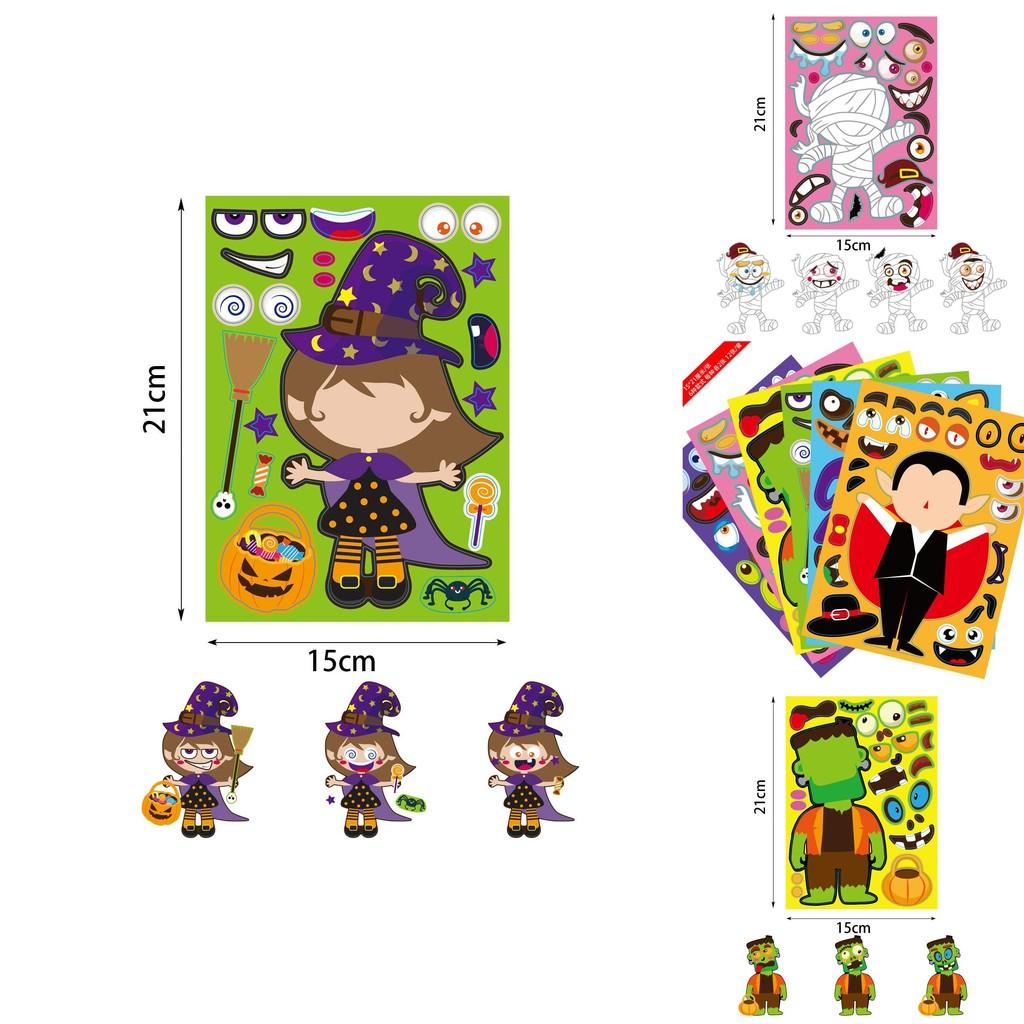 Colorful Xh061 Halloween Diy Pumpkin Puzzle Stickers For Kids Crafty Decor