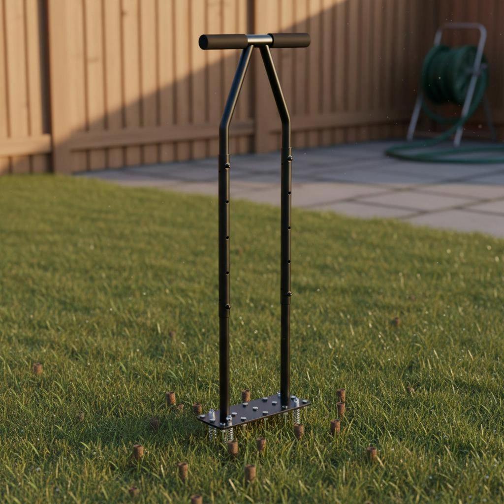 Manual Lawn Aerator SelfCleaning Prong Height Adjustable Corer Tool for