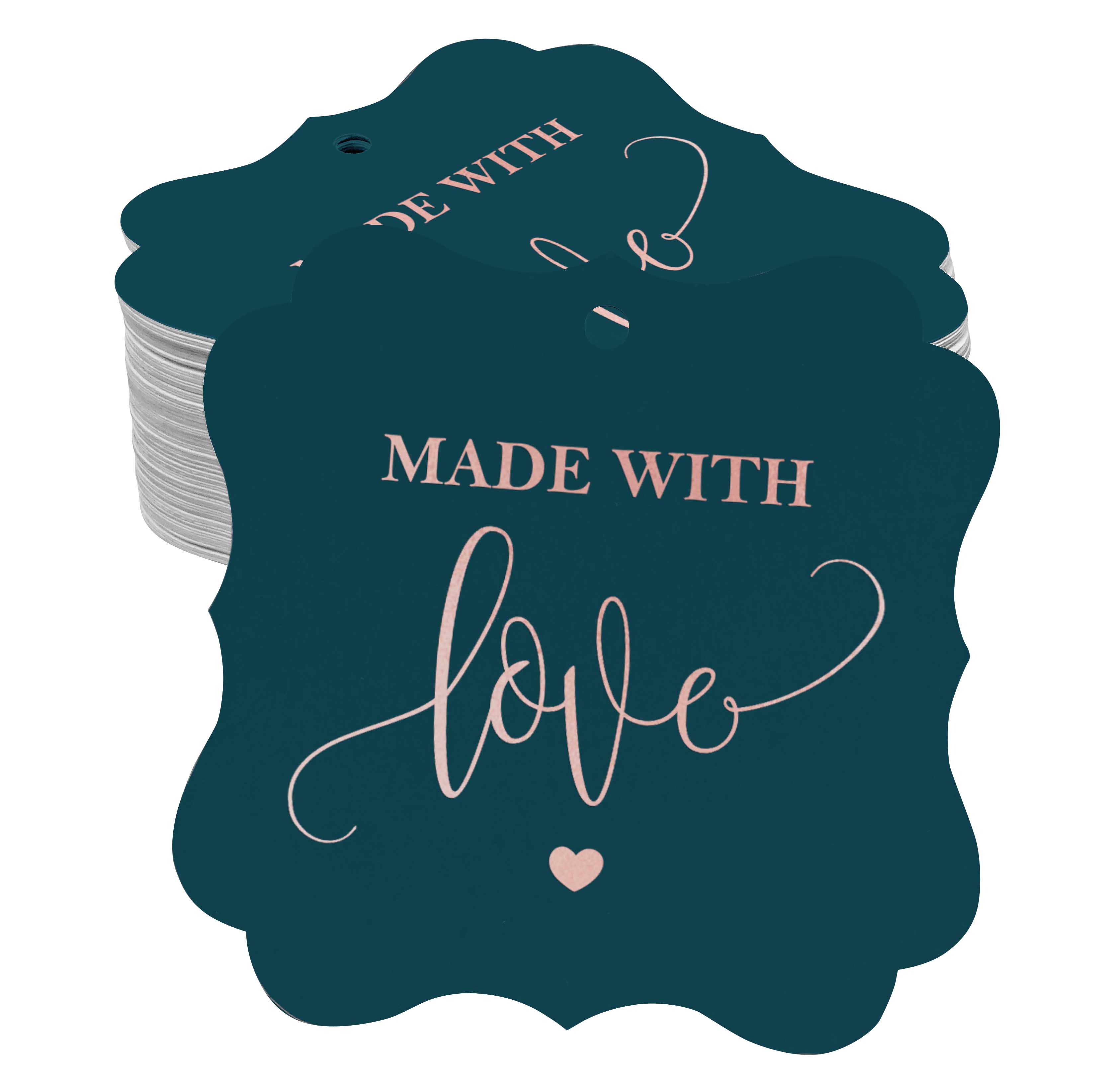 

Inkdotpot Pack Of 100 Made With Love Wedding Paper Tags DIY Craft Bracket Shape Real Gold Foil Hang 50 Rose Gold Foil Tags синій