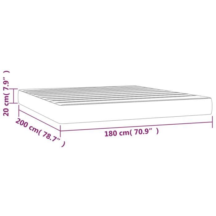 347835 vidaXL Matelas de lit à ressorts ensachés Gris foncé 180x200 cm epaisseur 20 cm