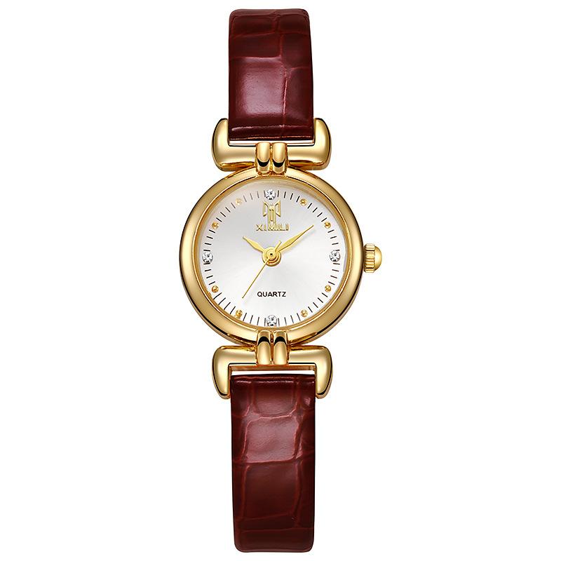 Simple Fashion Casual Temperament Thin Belt Small Dial Diamond Women S Quartz Watch красный