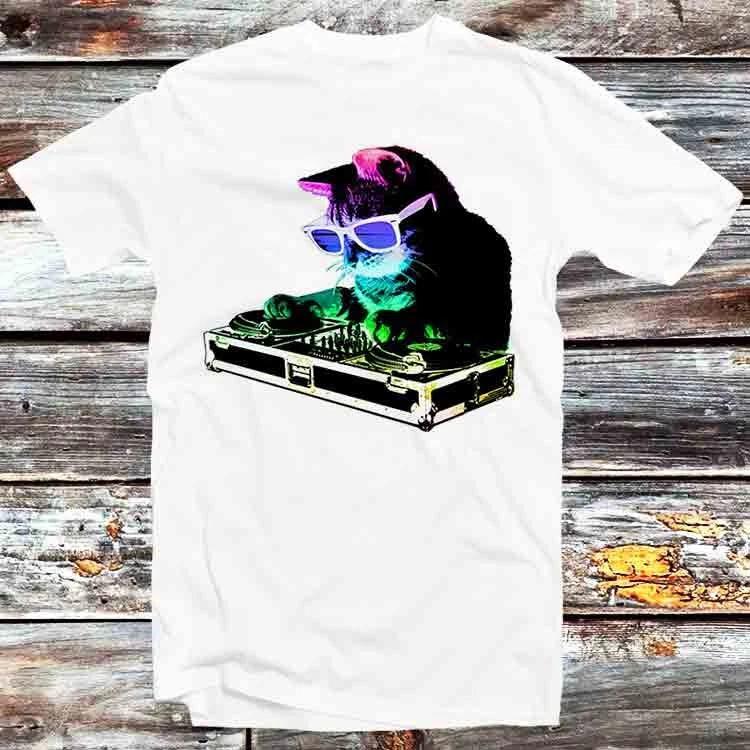 DJ Kitty Kitten House Cat Rainbow T Shirt B765 XL
