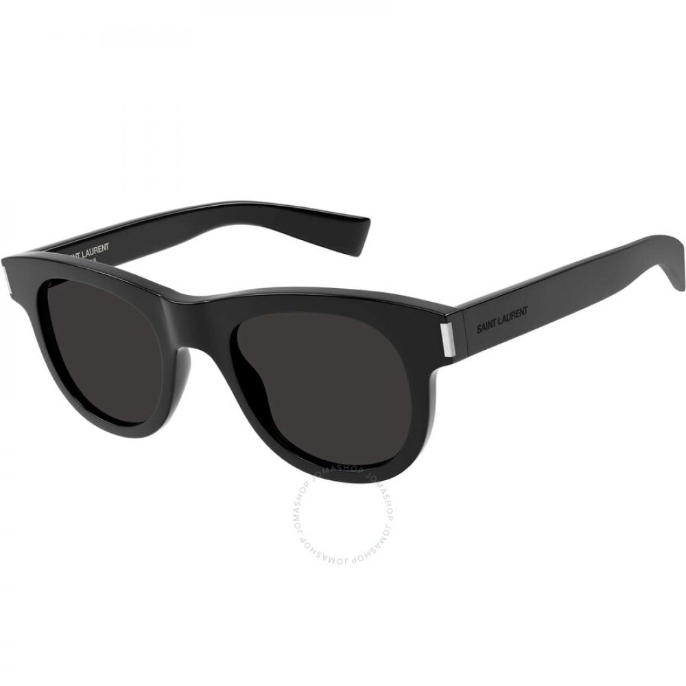 

Saint Laurent Black Oval Unisex Sunglasses Sl 571 001 49