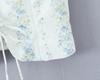 Elegant French Square Neck Floral Tie-Up Top - Women's Summer Slimming Waist-Cinching Shirt