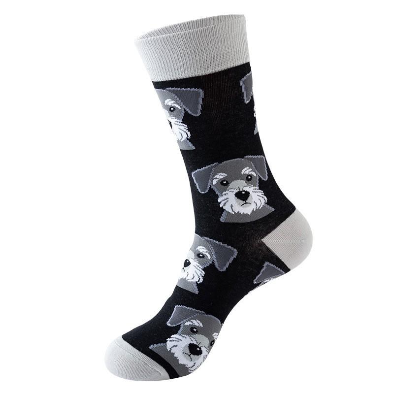 Stylish Mid-Calf Socks With Animal Print Dog Cat Design Men Women Cotton Blend Comfortable Casual