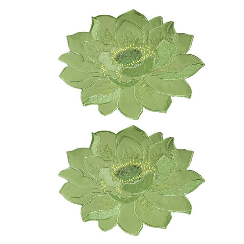 

2 шт. Плейсмат Елегантний Вишитий Лотос 35*35см Підставка під Чайник Делікатні Скатертини НОВІ Килимок для Чашки Термоізольовані Обідні Килимки 35*35cm