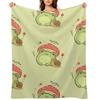 Super Cute Kawaii Frog with Toadstool Mushroom Hat Snail - Cottagecore Aesthetic Forggy Mushrooms - Amanita Muscar Throw Blanket