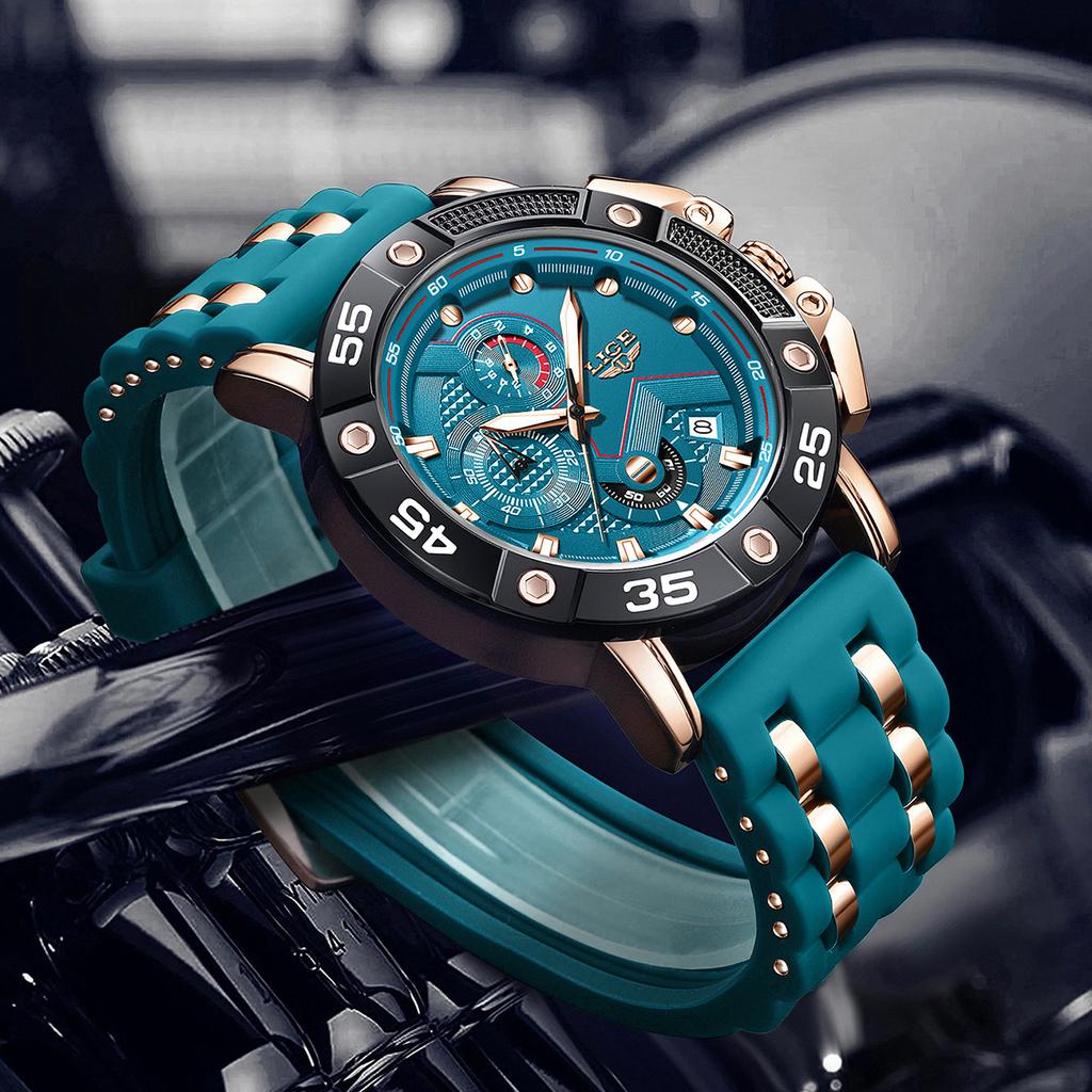New Original Brand Luxury Quartz Watches For Men Fashion Military Silicone Big Dial Watch Men Sports Waterproof Chronograph