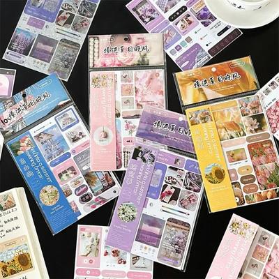 6sheet/set Beauty Landscape Sticker for DIY Decor Scrapbook Journal Ocean Sky Flower Series Stationery Sticker Student Supplies