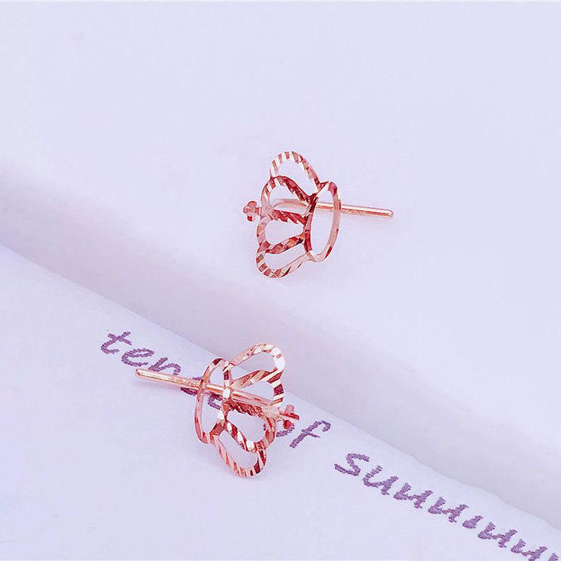 Фиолетовые Золотые Серьги-Цветочные Короны для Машины Простые и Маленькие Серьги-Гвоздики с Покрытием из Розового Золота Полые Серьги Украшения