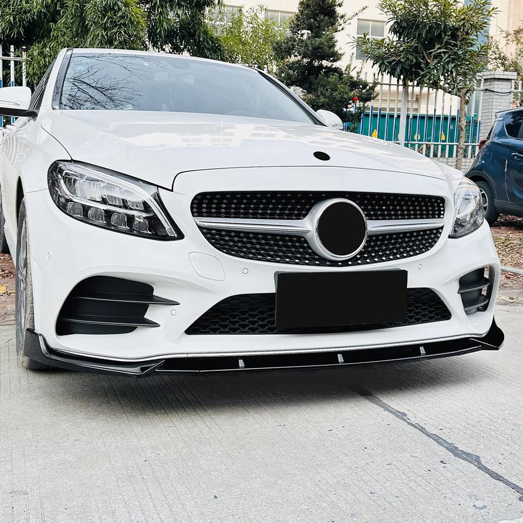 Car Front Bumper Lip Spoiler For Mercedes-Benz W205 C205 S205 C43 C180 C200 C300 2019-2021 AMG-Line Bumper Splitter Lip Bodykit