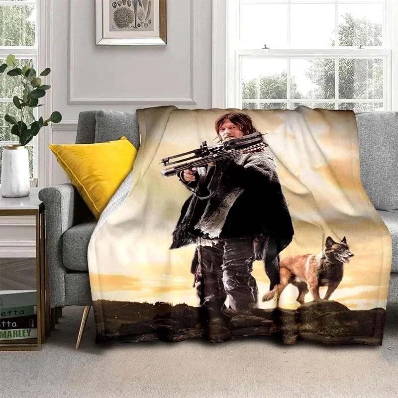 Daryl Dixon Walking Dead Movie Flannel Blanket,Warm and Soft Blanket  For Couch Sofa Office Home Travel Camping Birthday Gift