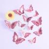 12PCS hollow butterfly 3D three-dimensional simulation butterfly bedroom living room festival party decoration imitation metal texture accessories