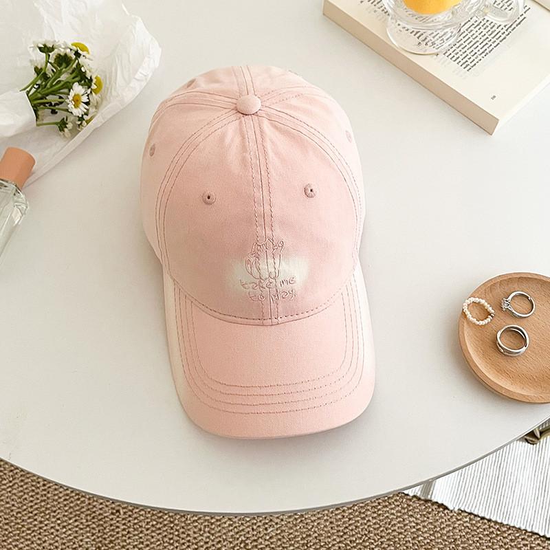 Korean Style Embroidered Cat Baseball Cap With Sun Protection For Summer Outdoor Casual Wear