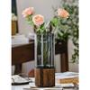 Decoración de Jarrón con Base de Madera Simple y Creativo Vidrio Flores Cultivadas en Agua Sala de Estar Mesa de Comedor Arreglo Floral