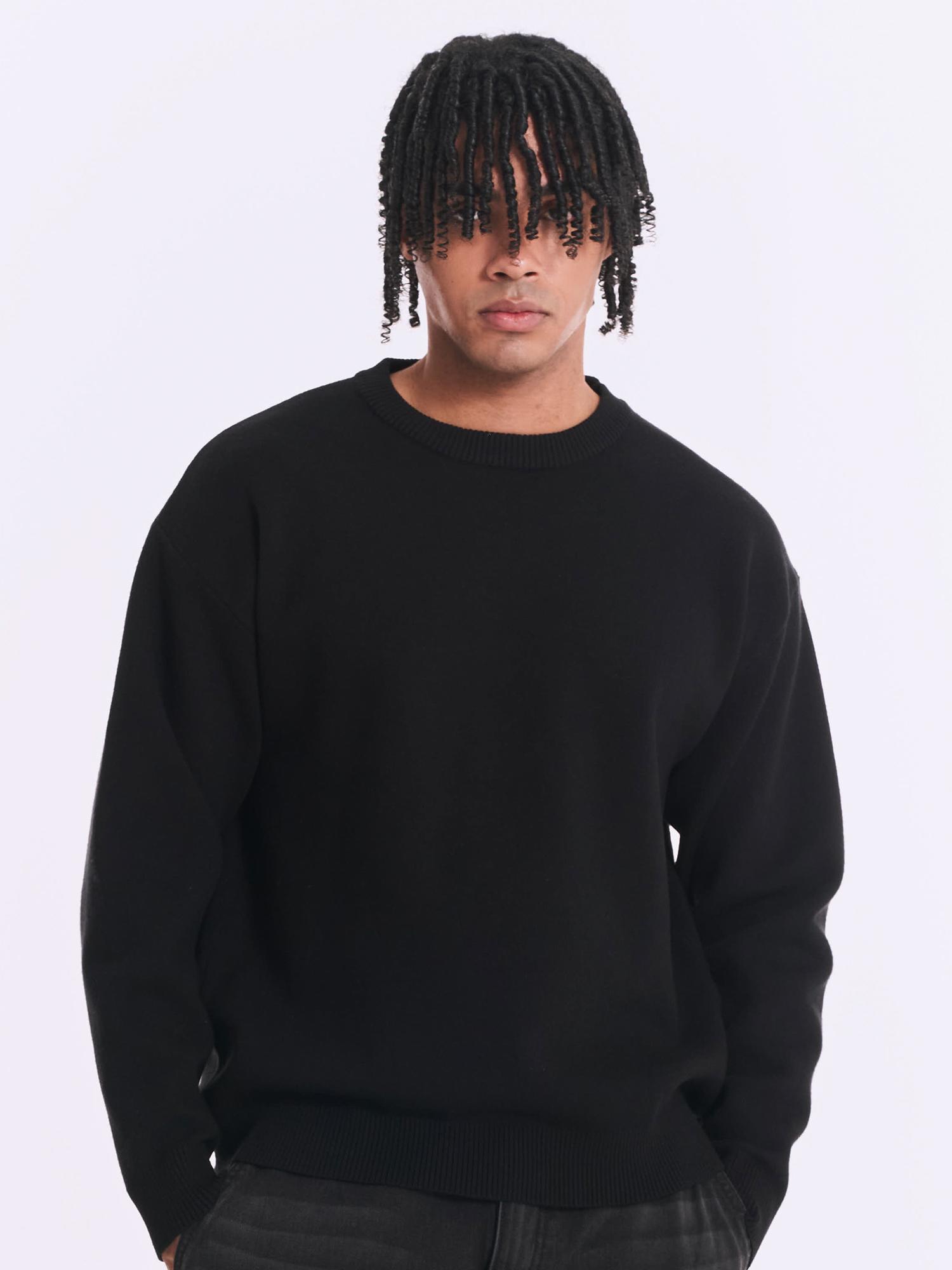 Ervino Daily Crewneck Knit Sweater [Black] Black/L