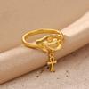 Vintage Quasten Ankh Kreuz Anhänger Auge des Horus Ringe Für Frauen Männer 18 Karat Vergoldeter Ring Antiker Ägyptischer Ring Schmuck