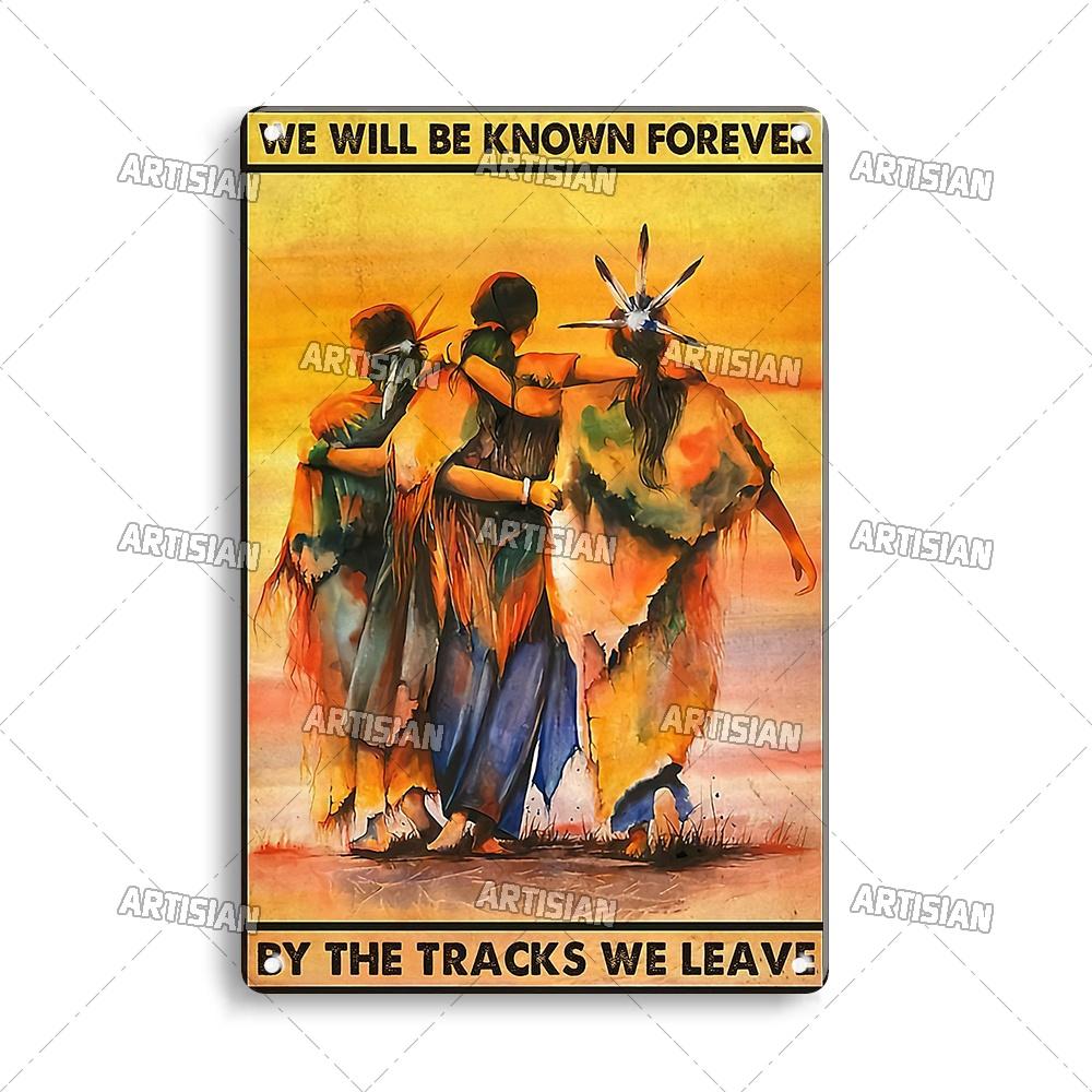 Artisian Native Girl Metal Sign Native American Tin Poster INDIAN Decorative Plate Wall Decor Garage Bar Pub Club Hotel Cafe