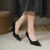 NEW Women's Style Banquet Light Luxury 6 8cm High Heels Pumps Stiletto Metal Pointed Suede Single Casual comfort